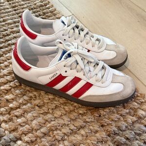 Adidas Samba White with Red Stripes